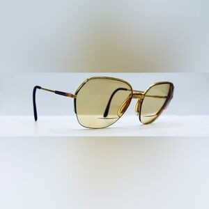 Vintage Welling Green Gold Oval Half-Rim Sunglasses Frames Only